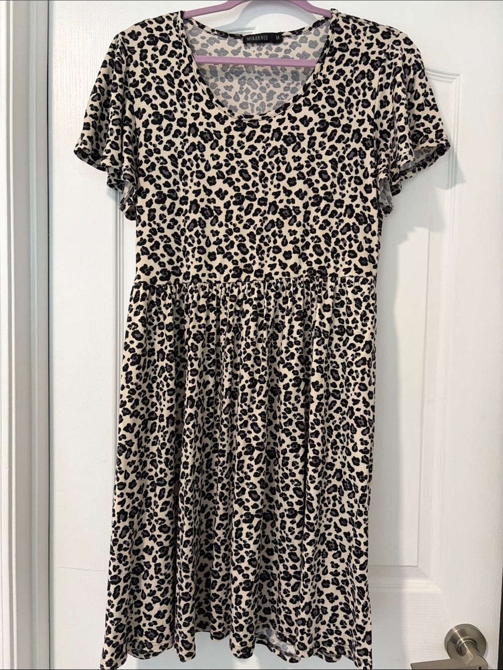 Mikarose Beige and Black Leopard Print Midi Dress